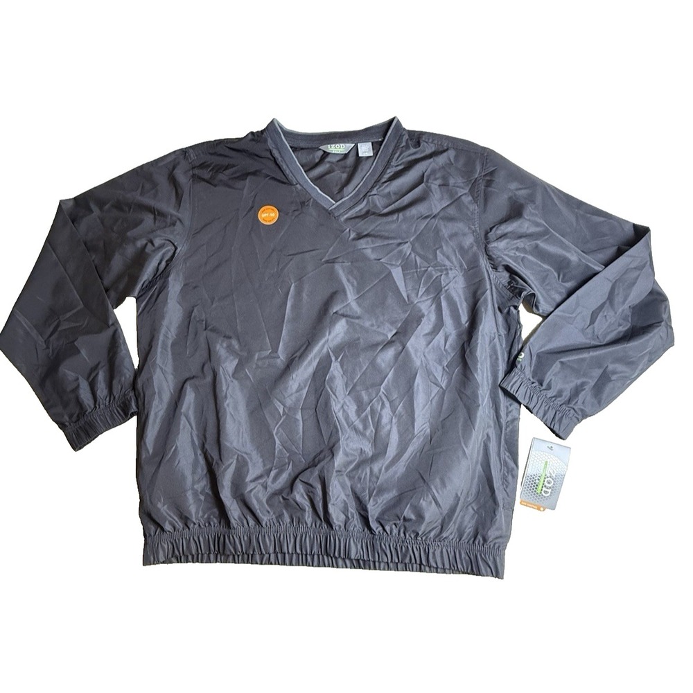 IZOD Golf Xtreme Function Pullover Windbreaker UPF 50 Black Large-935